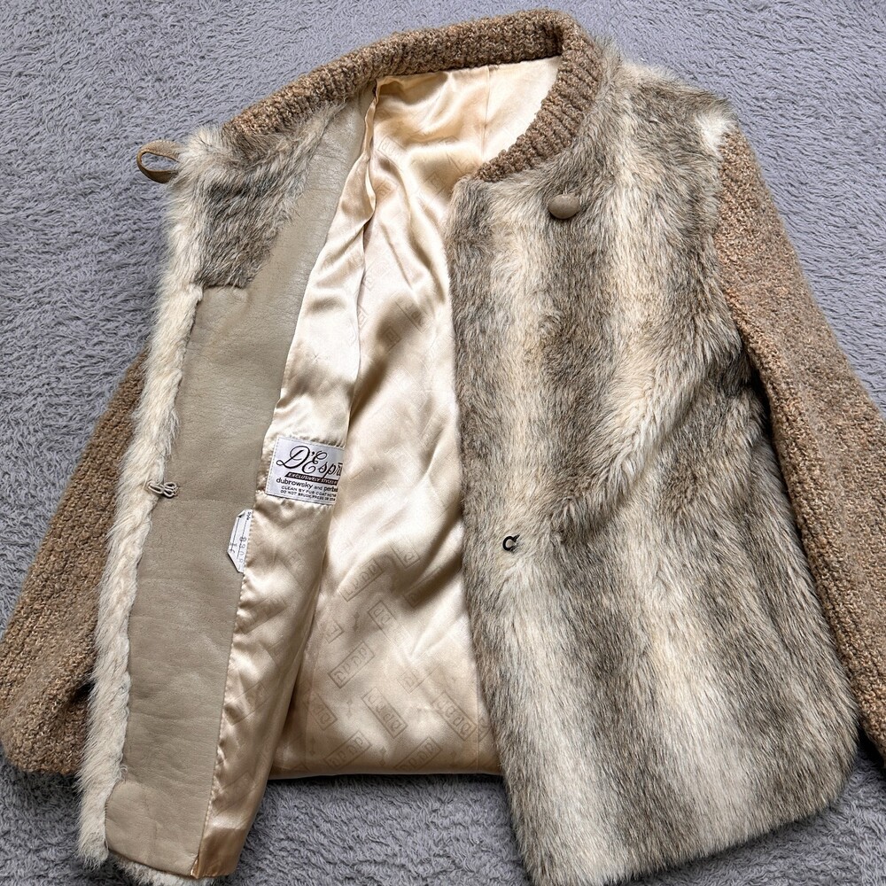 Vintage Fur Coat Womens Size 10 Tan D'Esprit Dubrowsky & Perlbinder Toggle